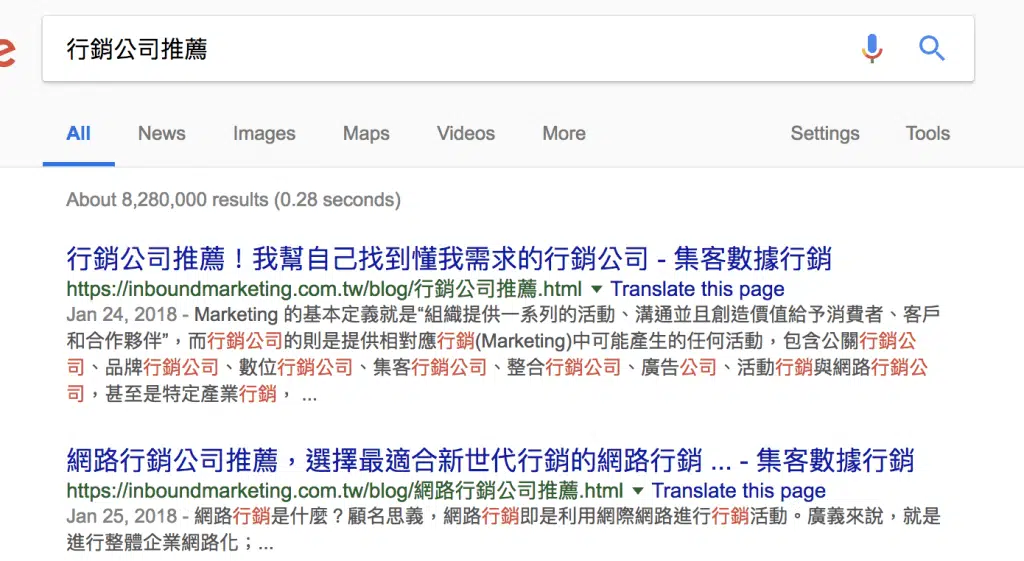 自然搜尋流量